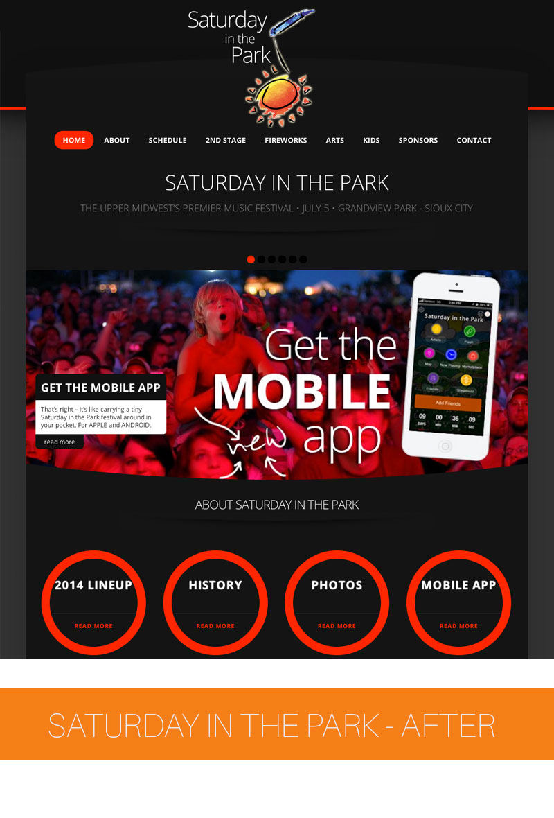 SATURDAY IN THE PARK - WEBSITE REDESIGN - AFTER